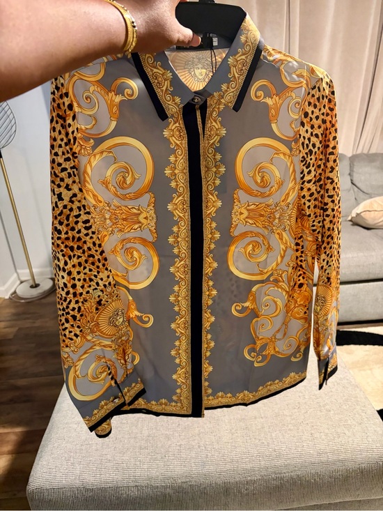 Tops - Satin-Look Baroque Print Blouse